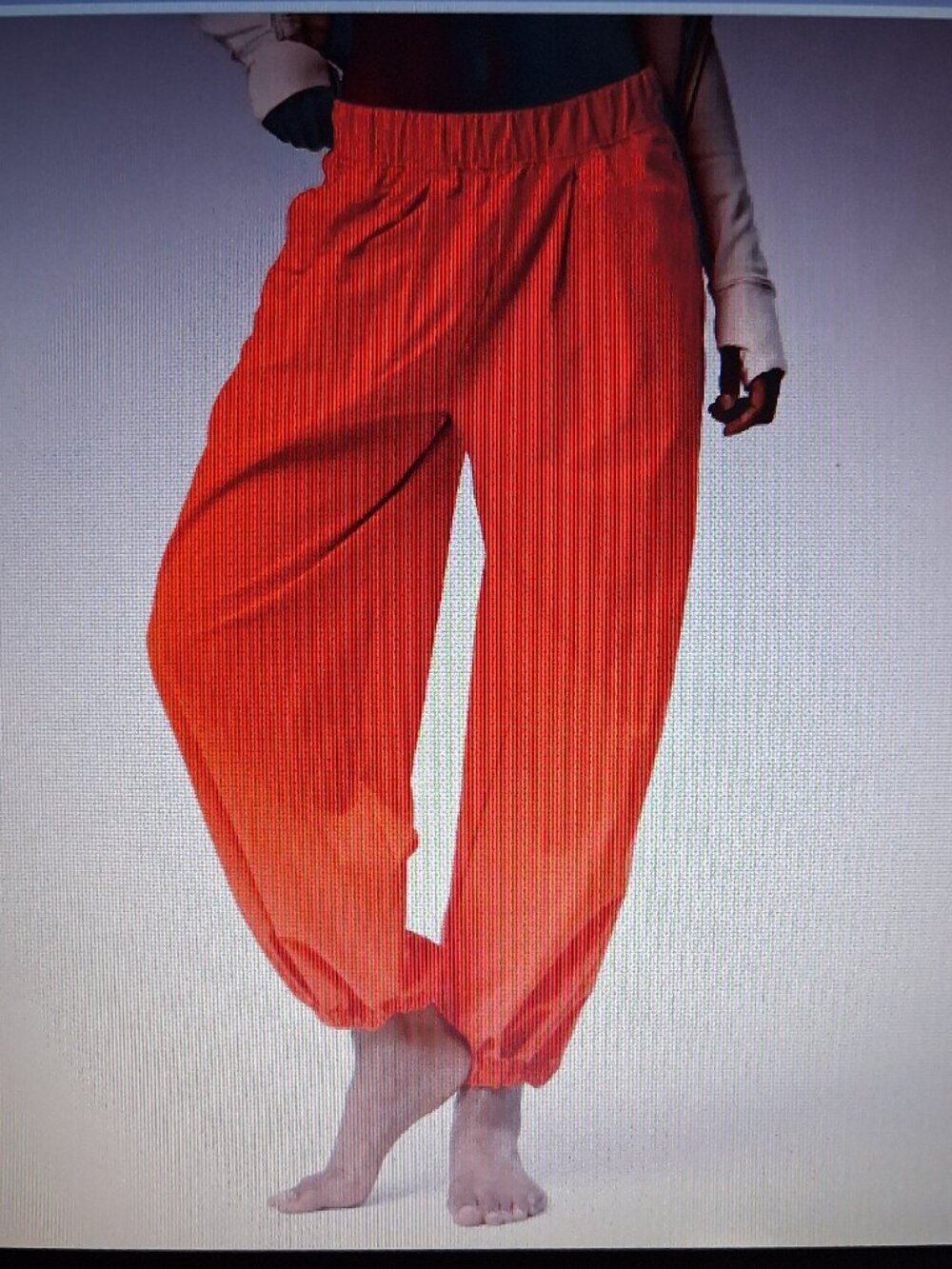 Women’s Elastic Waist Harem Pants in Bright Orange